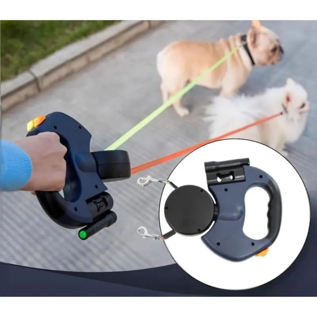 WalkMate | Dubbele Hondenriem met Anti-Wikkel Systeem en Licht - Finest