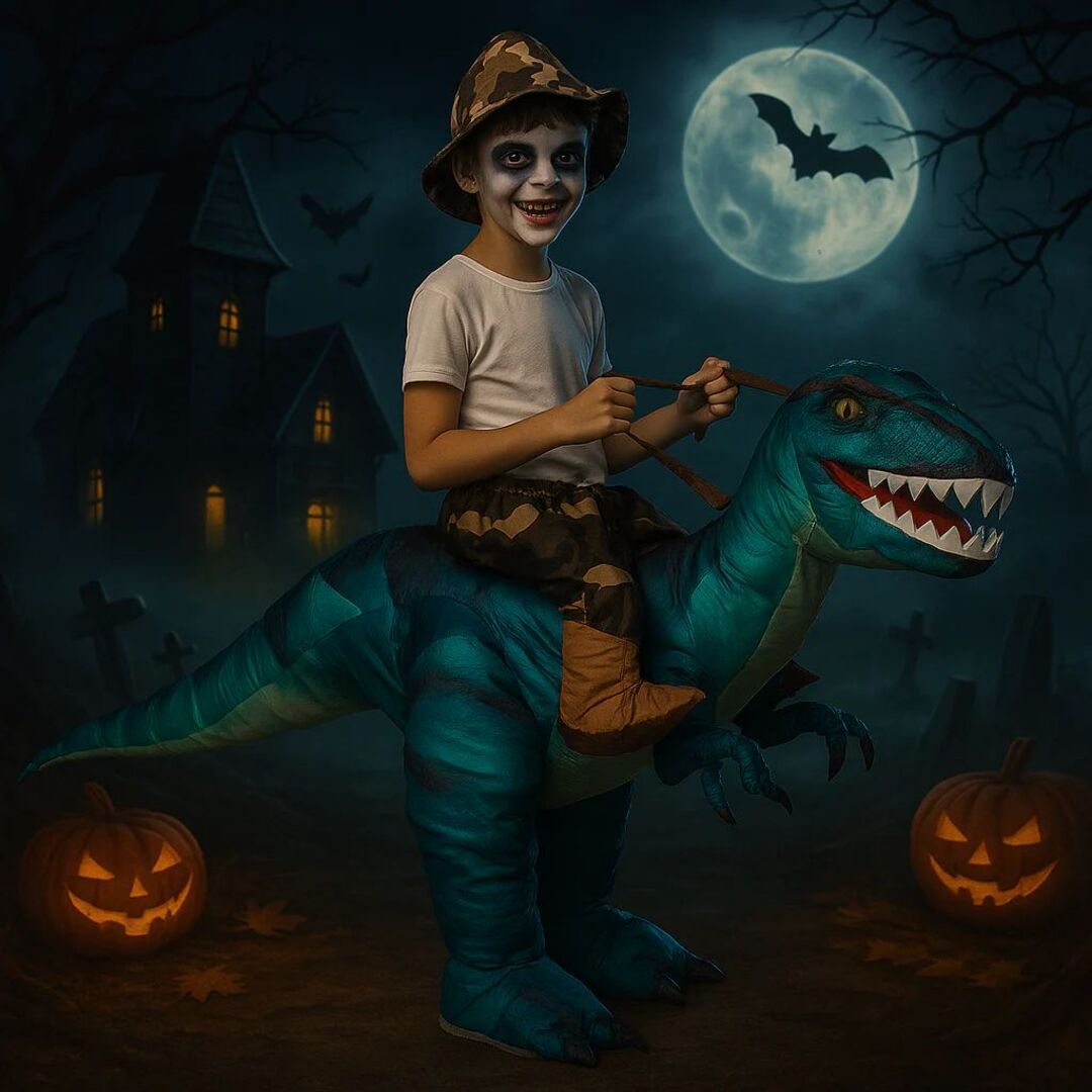 RexRoar | Opblaasbaar Kostuum met LED Ogen