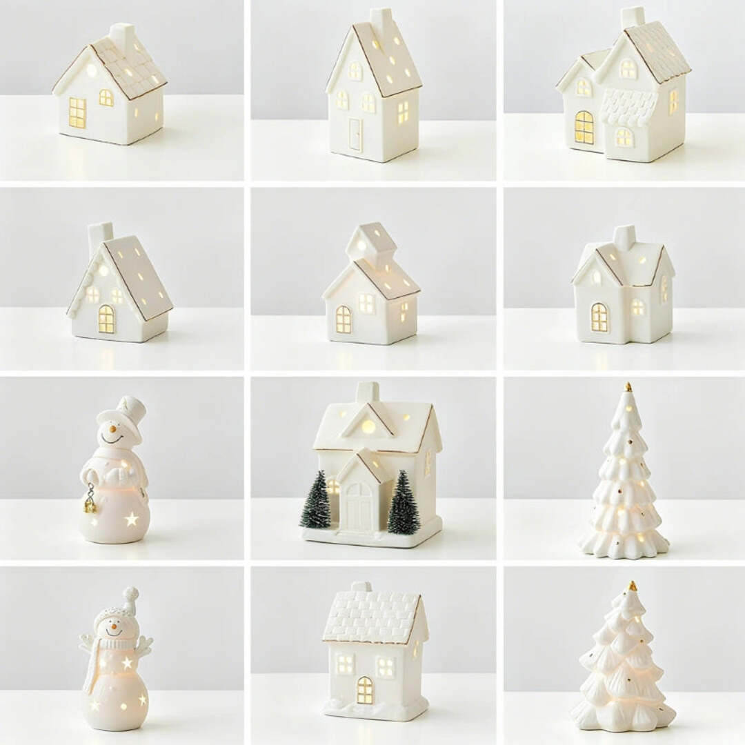 SnowLight | Handgemaakte Keramische Dorp met Verlichte Vensters