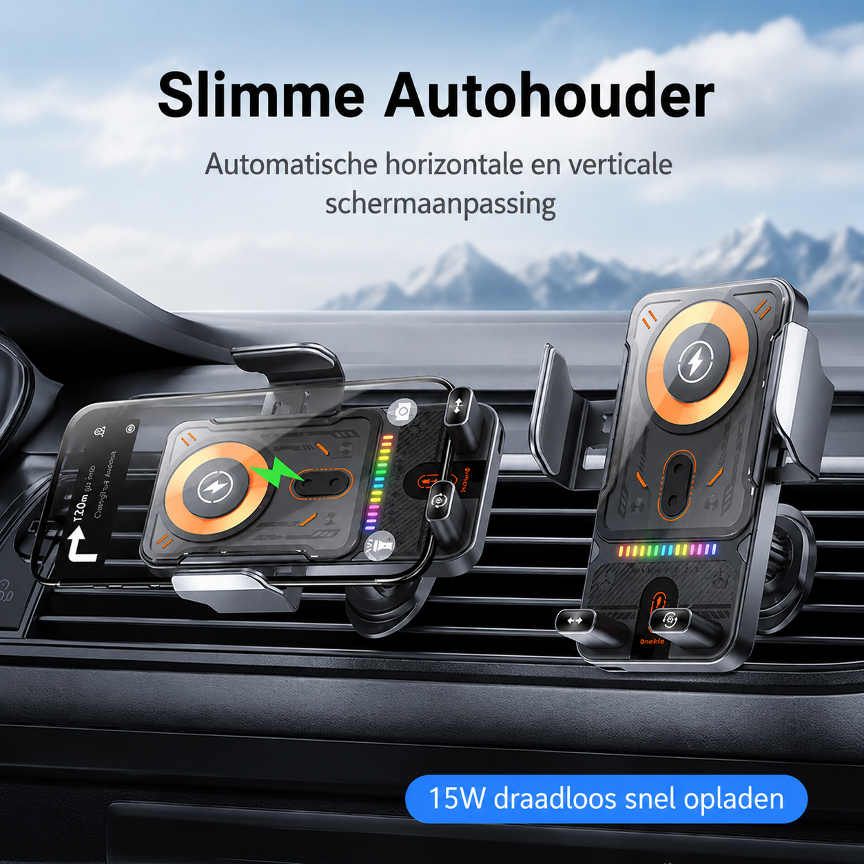 DriveCharge | Draadloze Auto Telefoonhouder met Snelladen en Sensor