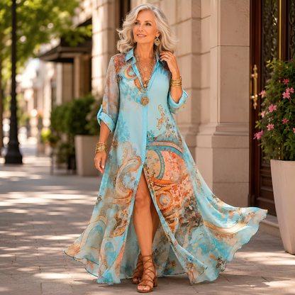 Cléo | Zijden Kaftan Maxi Jurk