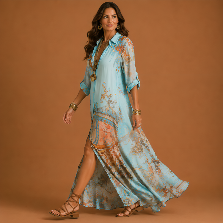 Cléo | Zijden Kaftan Maxi Jurk