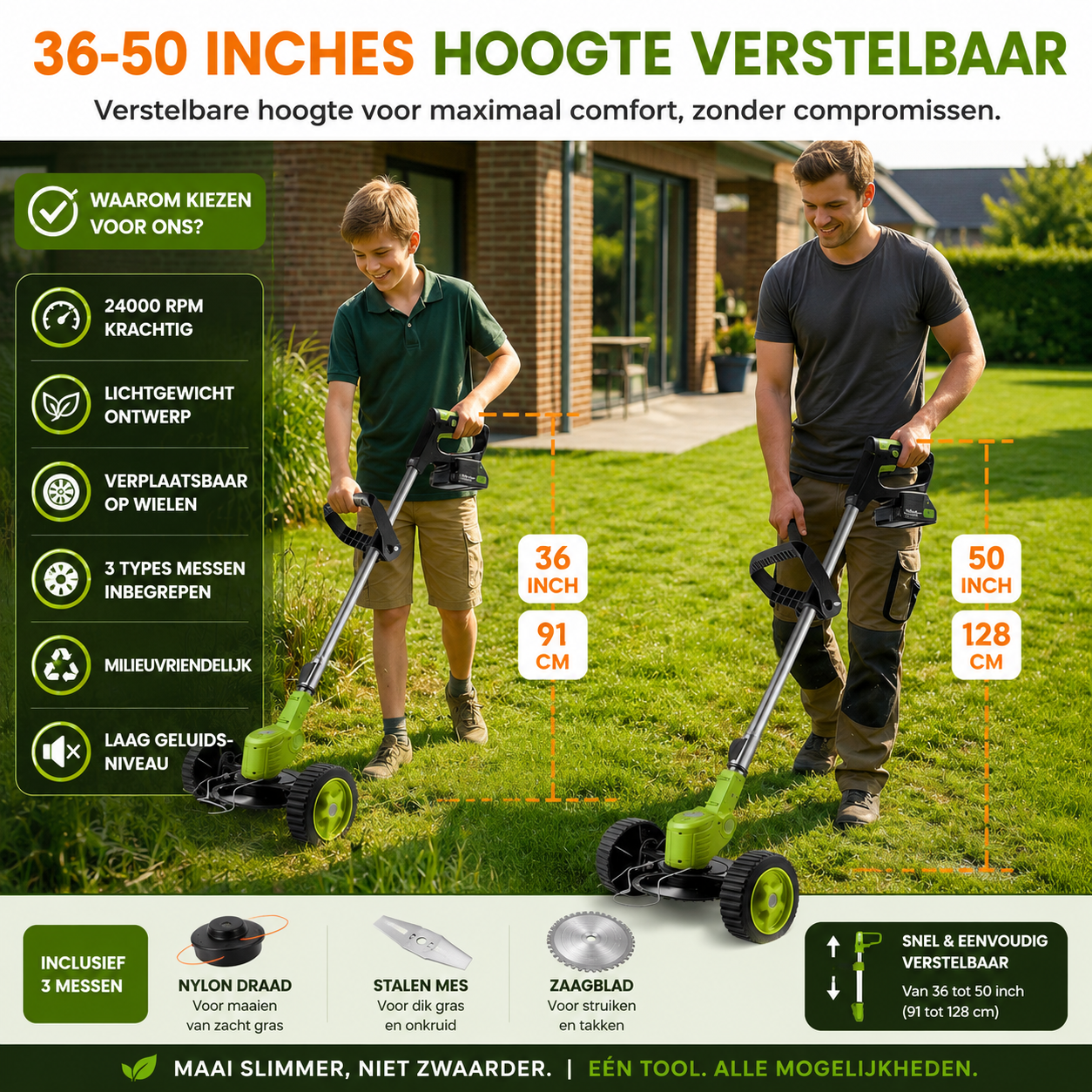 TrimFlex | Draadloze Grastrimmer met Verstelbare Steel