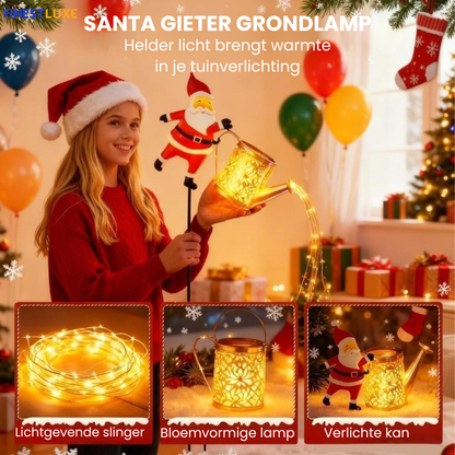 SantaSprinkle | Zonne-energie Kerst Gieter-Lantaarn met LED Verlichting