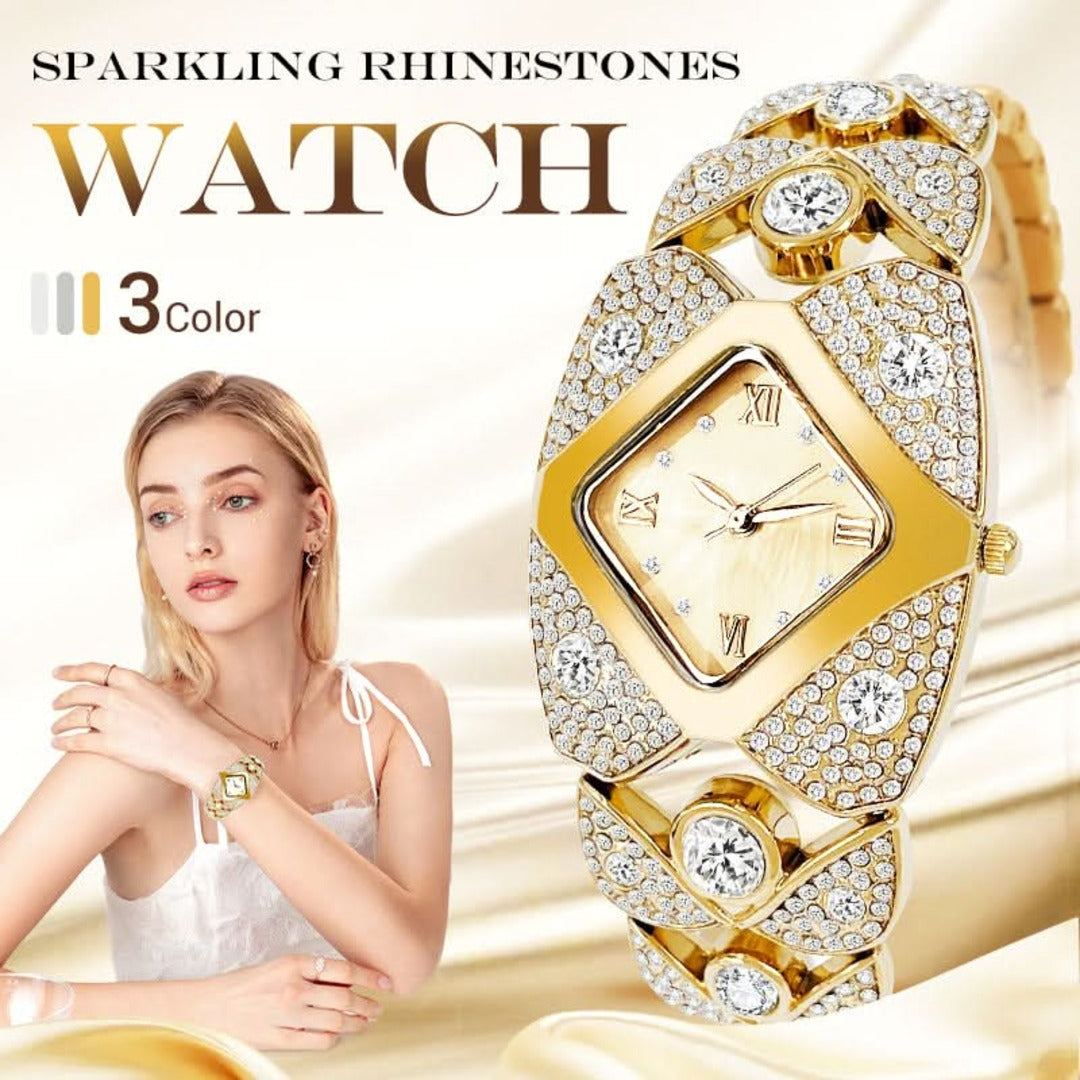 SparkleTime | Kwartshorloge met Fonkelende Steentjes voor Verfijnde Stijl