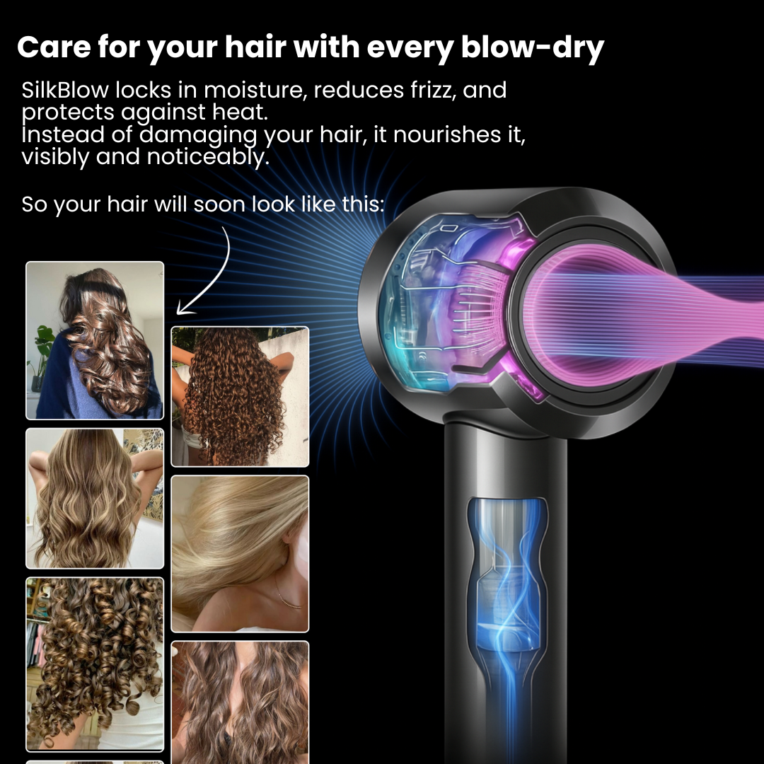 SilkBlow | Supersnelle Föhn met 5 Opzetstukken voor Glanzend Haar