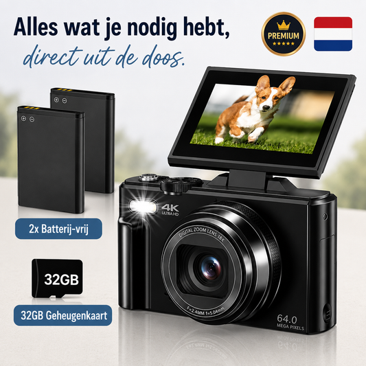 PixelPro Camera | 4K Digitale Camera met Wifi & Uitklapbaar Scherm