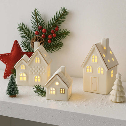 SnowLight | Handgemaakte Keramische Dorp met Verlichte Vensters