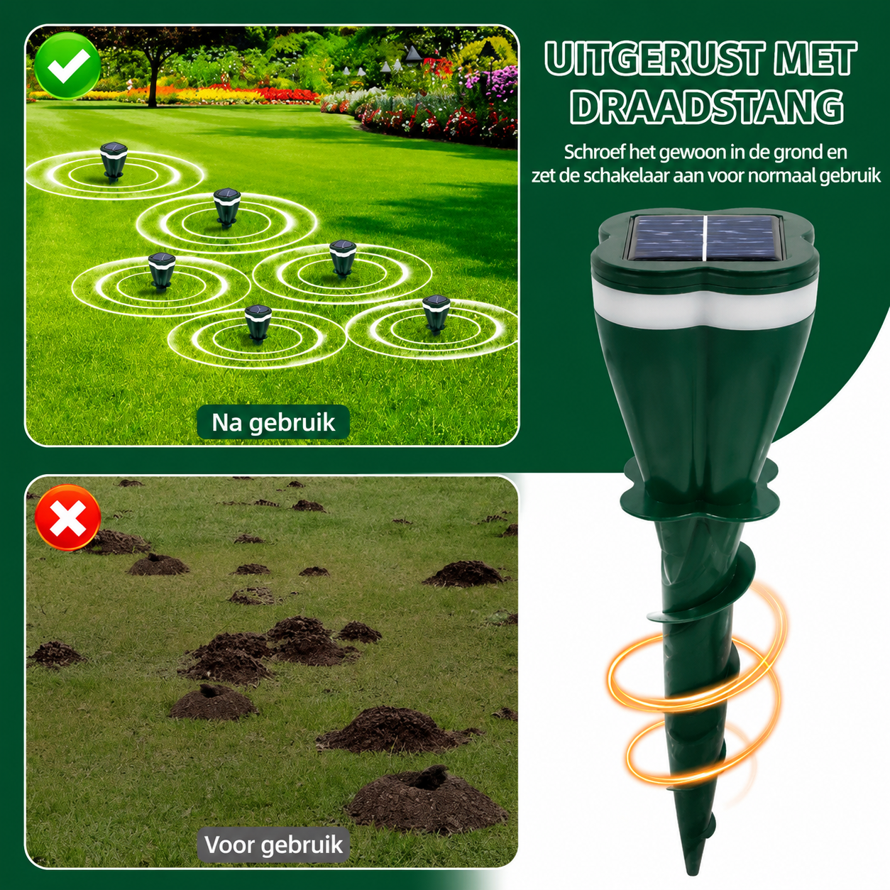 MoleGuard Solar | Bescherm je tuin tegen mollen en ongewenste dieren