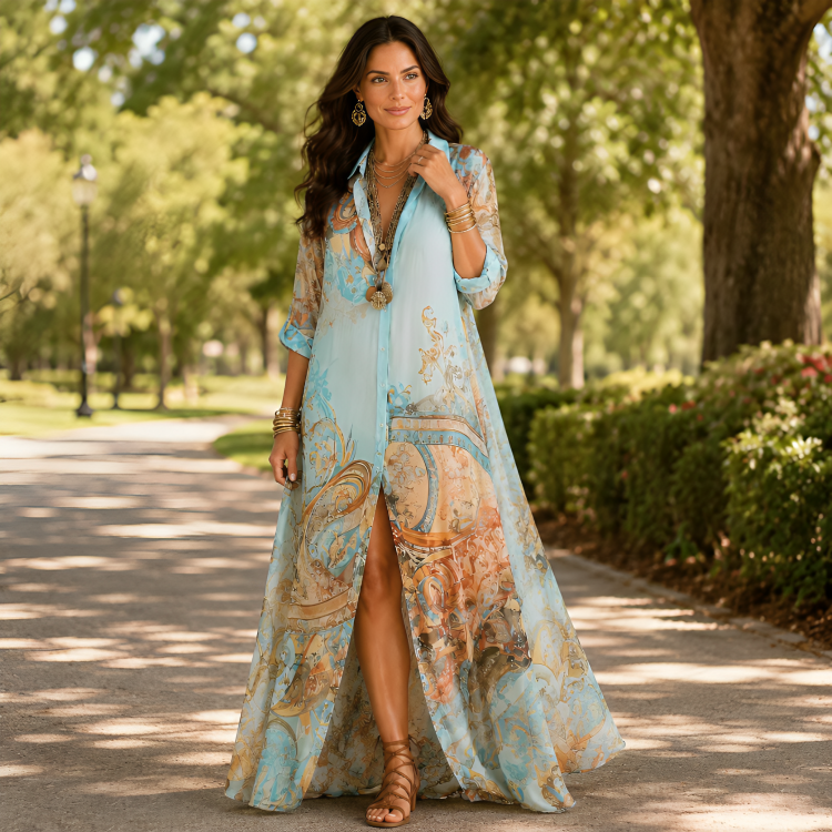 Cléo | Zijden Kaftan Maxi Jurk