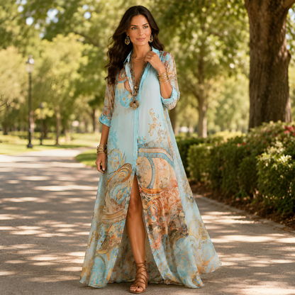 Cléo | Zijden Kaftan Maxi Jurk