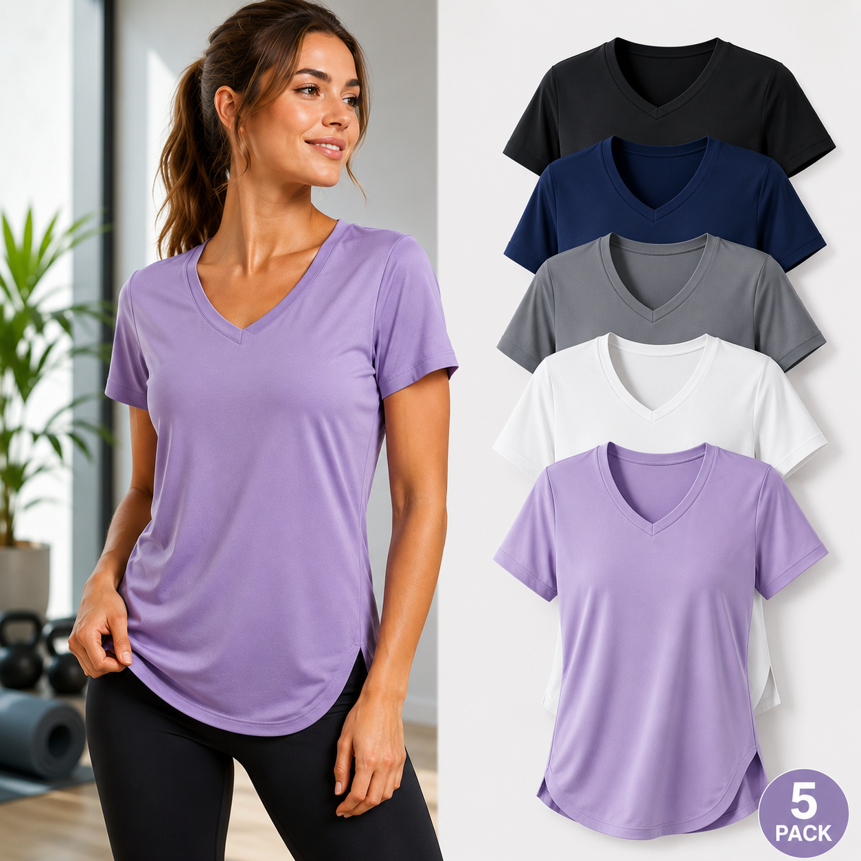 ActiveFit | 5-Pack Zachte V-Hals Sportshirts