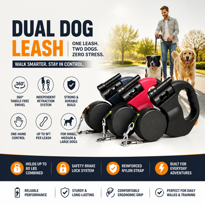 Dual Dog Leash | Stressvrije wandelingen met twee honden