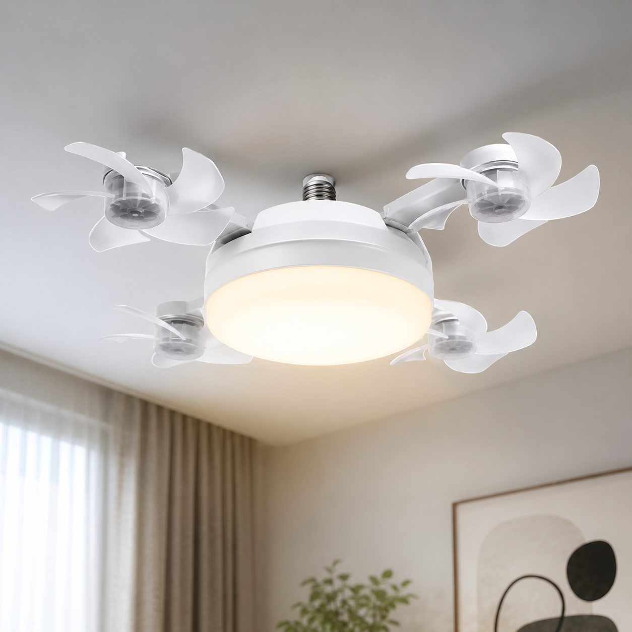 BreezeSocket | 2-in-1 Stille LED-Plafondventilator Met Afstandsbediening