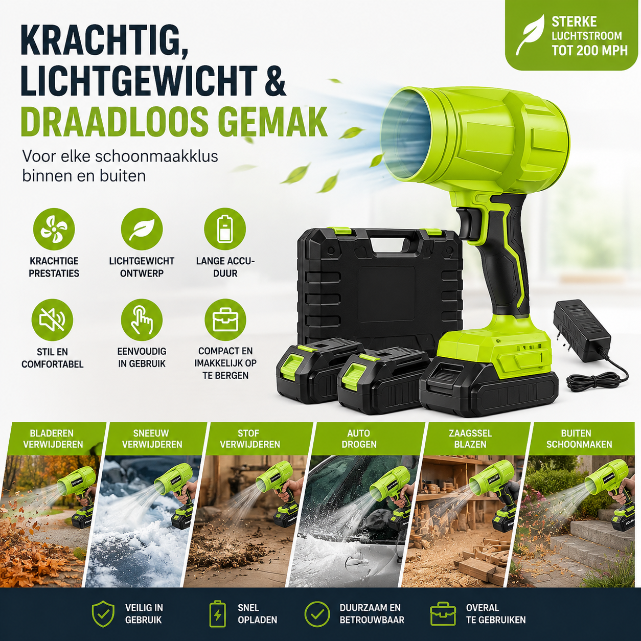TurboCleaner | Lichtgewicht draadloze bladblazer