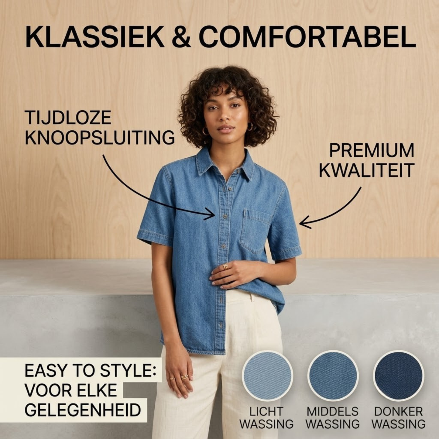 Livia Denim | Luchtige Denim Overshirt Met Korte Mouwen