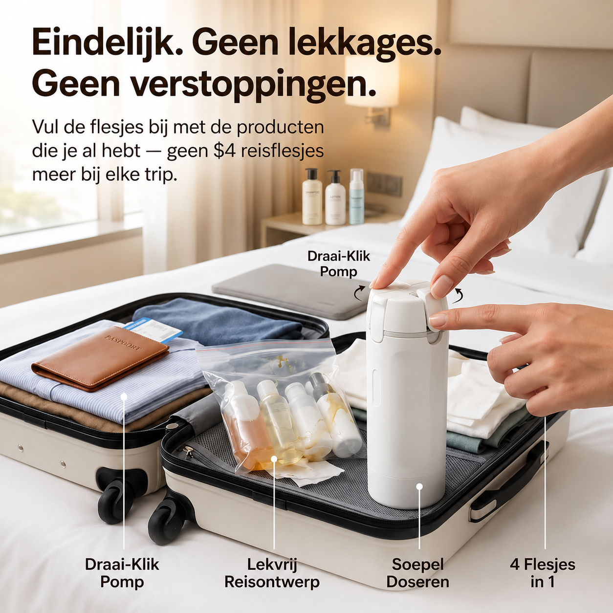 TravelFlow | Al Je Verzorgingsproducten In Één Compacte Fles