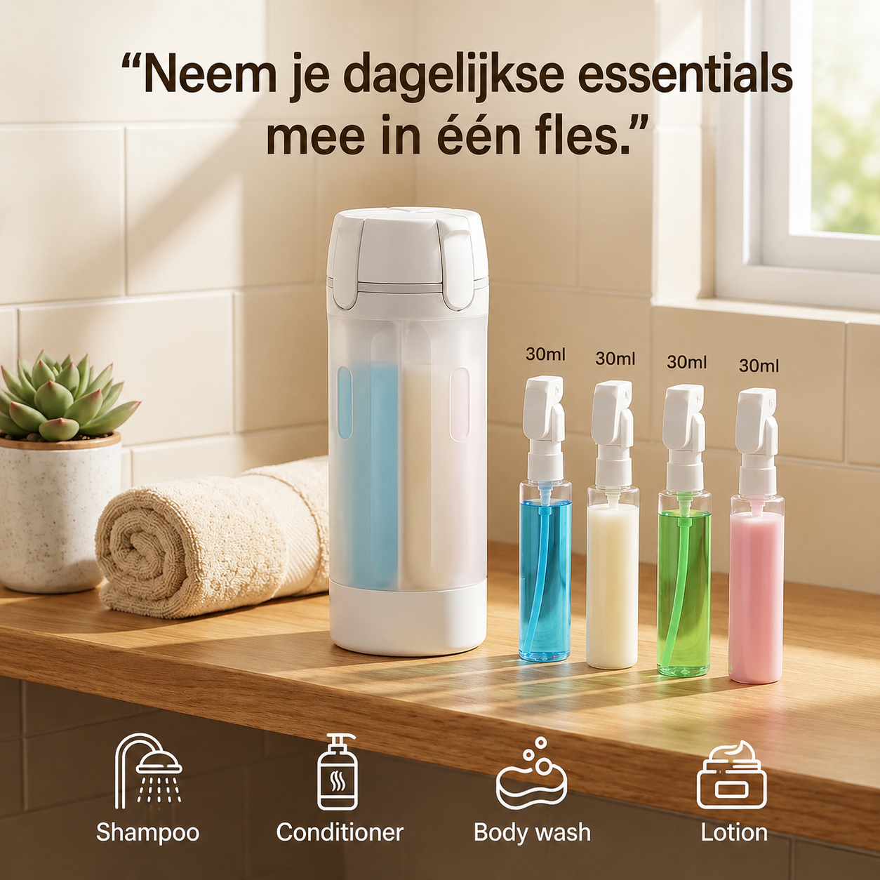 TravelFlow | Al Je Verzorgingsproducten In Één Compacte Fles