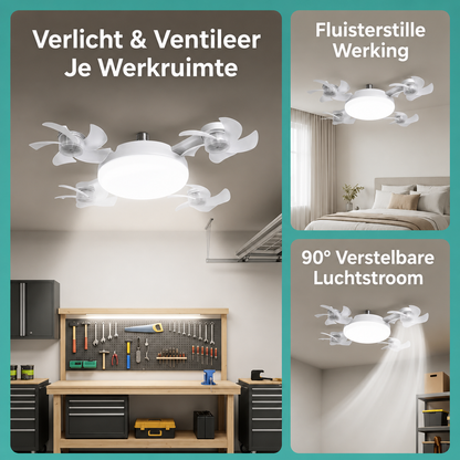 BreezeSocket | 2-in-1 Stille LED-Plafondventilator Met Afstandsbediening