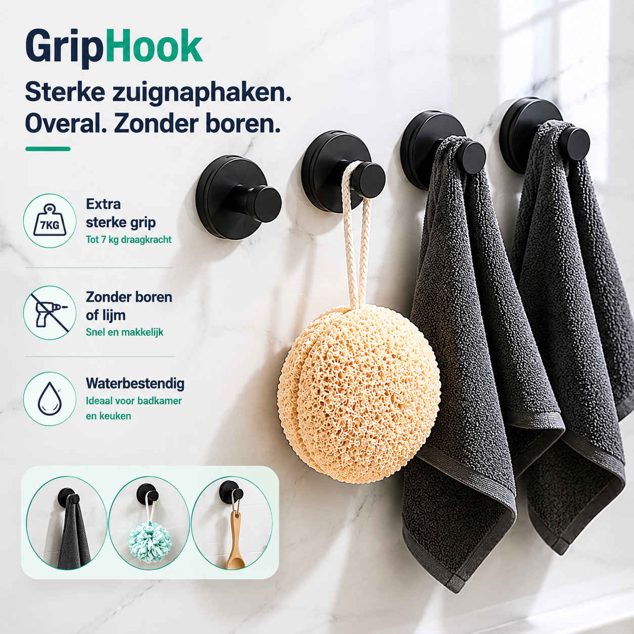 GripHook | 4 Stuks Slimme Opbergoplossing voor Thuis