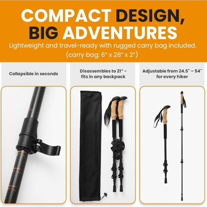PeakWalker | Opvouwbare en Hoogte Verstelbare Wandelstokken voor Ultiem Comfort