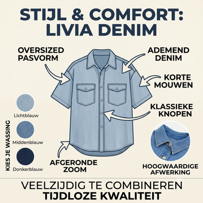 Livia Denim | Luchtige Denim Overshirt Met Korte Mouwen