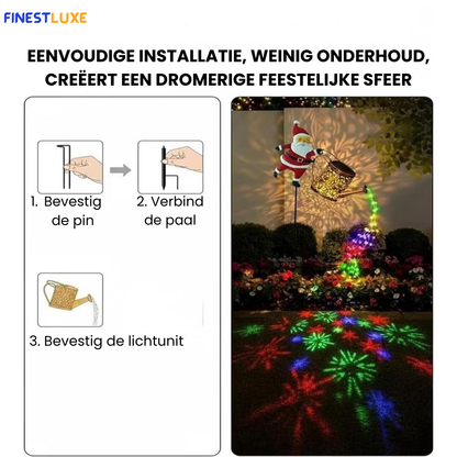SantaSprinkle | Zonne-energie Kerst Gieter-Lantaarn met LED Verlichting