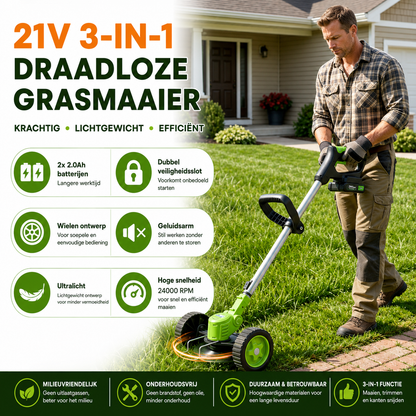 TrimFlex | Draadloze Grastrimmer met Verstelbare Steel