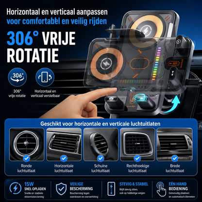 DriveCharge | Draadloze Auto Telefoonhouder met Snelladen en Sensor