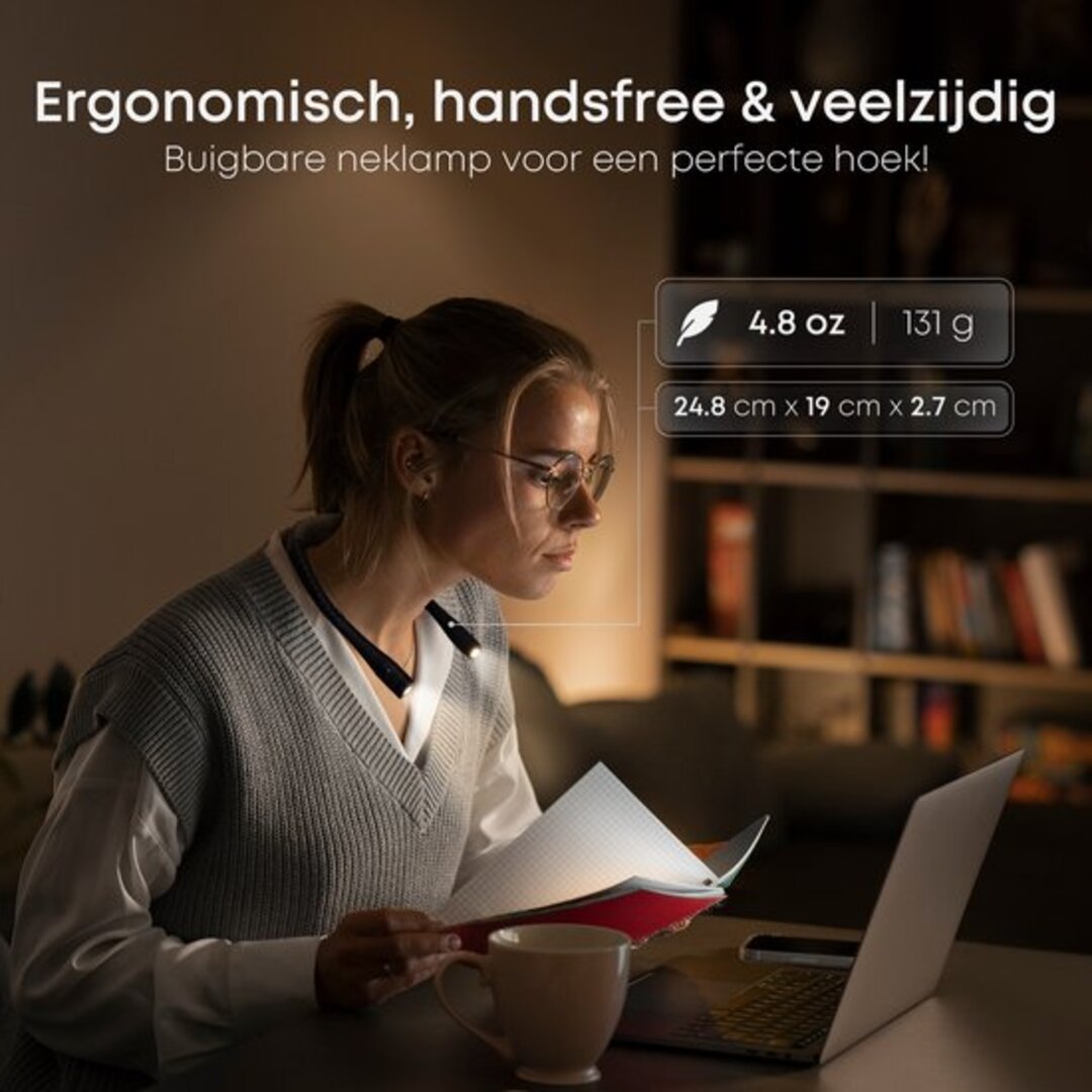 ReadEase | Draadloze Neklamp voor Comfortabel Lezen en Werken