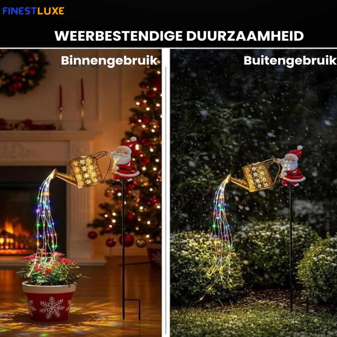 SantaSprinkle | Zonne-energie Kerst Gieter-Lantaarn met LED Verlichting