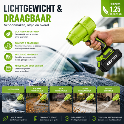 TurboCleaner | Lichtgewicht draadloze bladblazer