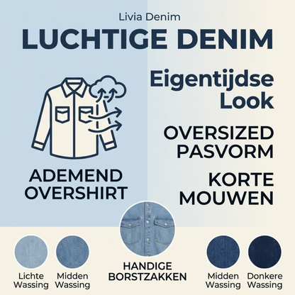Livia Denim | Luchtige Denim Overshirt Met Korte Mouwen