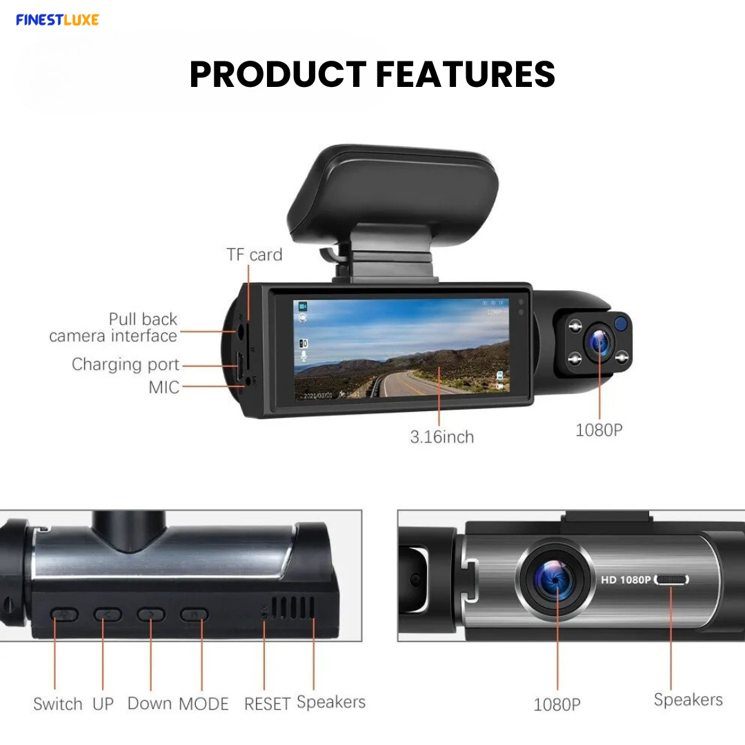 DriveGuard | 1080P Dashcam met Nachtzicht, Audio & Bewegingsdetectie