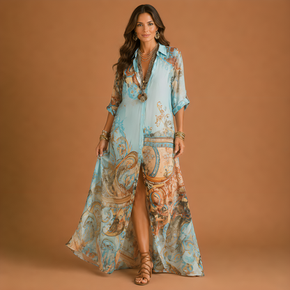 Cléo | Zijden Kaftan Maxi Jurk