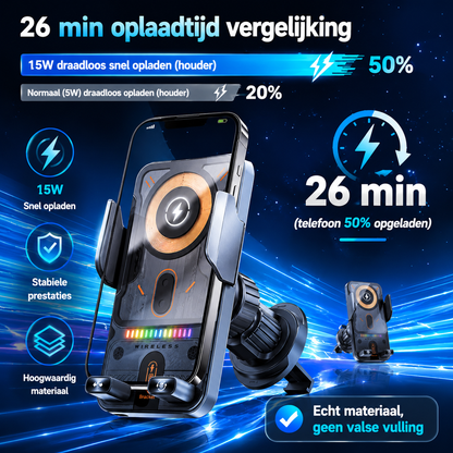 DriveCharge | Draadloze Auto Telefoonhouder met Snelladen en Sensor