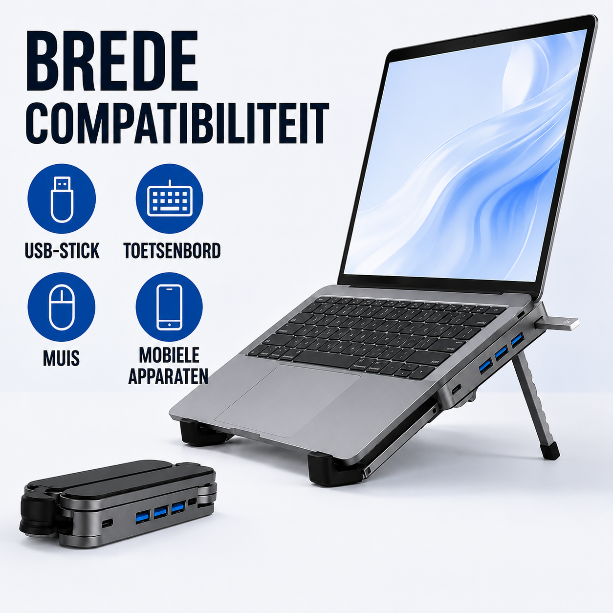 DockStand | Laptopstand En USB-Hub In Één