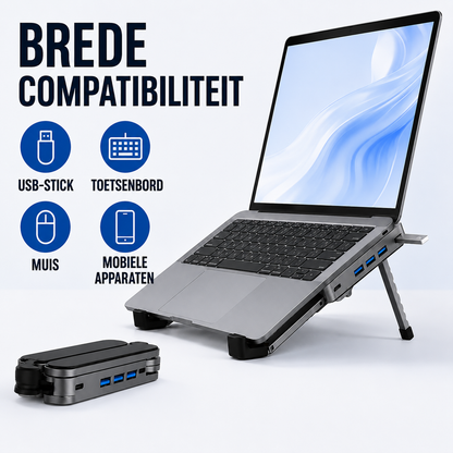 DockStand | Laptopstand En USB-Hub In Één