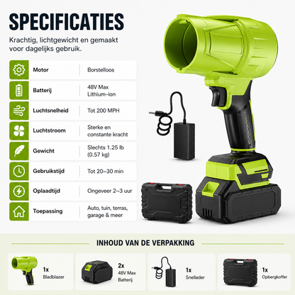 TurboCleaner | Lichtgewicht draadloze bladblazer