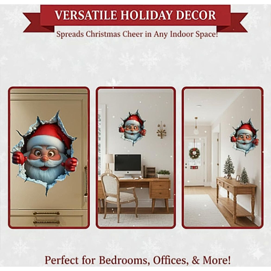 SantaWall | Creatieve 3D Kerstmuurstickers voor Sfeervolle Feestdecoratie