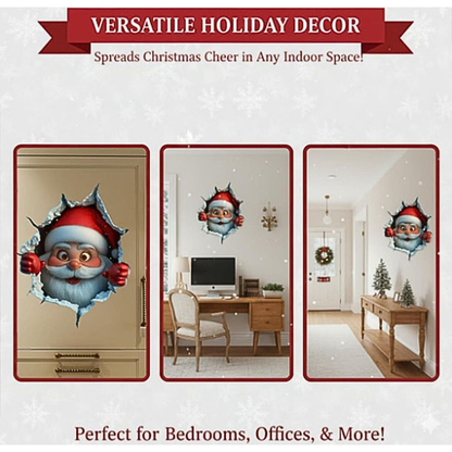 SantaWall | Creatieve 3D Kerstmuurstickers voor Sfeervolle Feestdecoratie