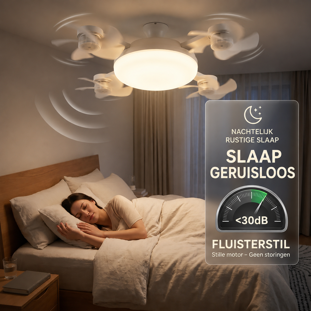 BreezeSocket | 2-in-1 Stille LED-Plafondventilator Met Afstandsbediening