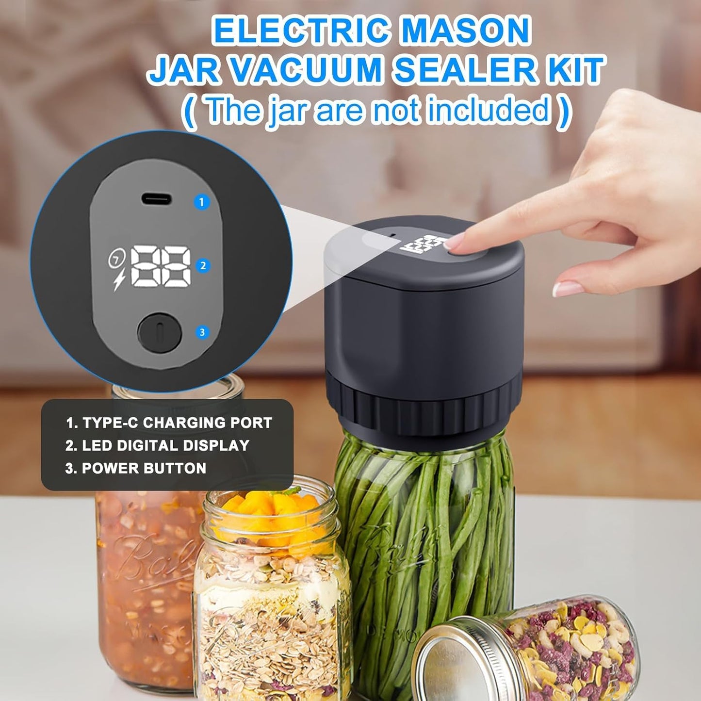 FreshSeal | Elektrische Vacuum Sealer Kit voor Mason Jars