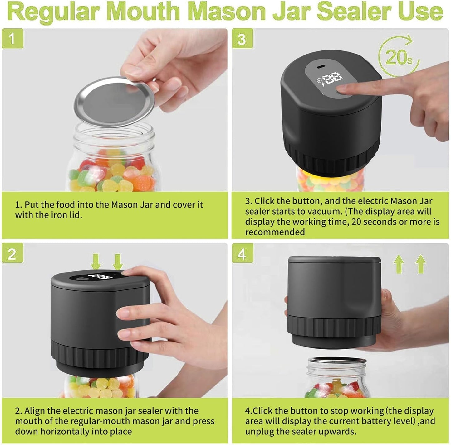 FreshSeal | Elektrische Vacuum Sealer Kit voor Mason Jars