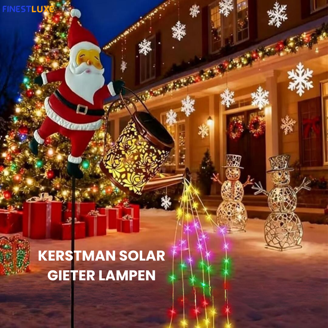 SantaSprinkle | Zonne-energie Kerst Gieter-Lantaarn met LED Verlichting