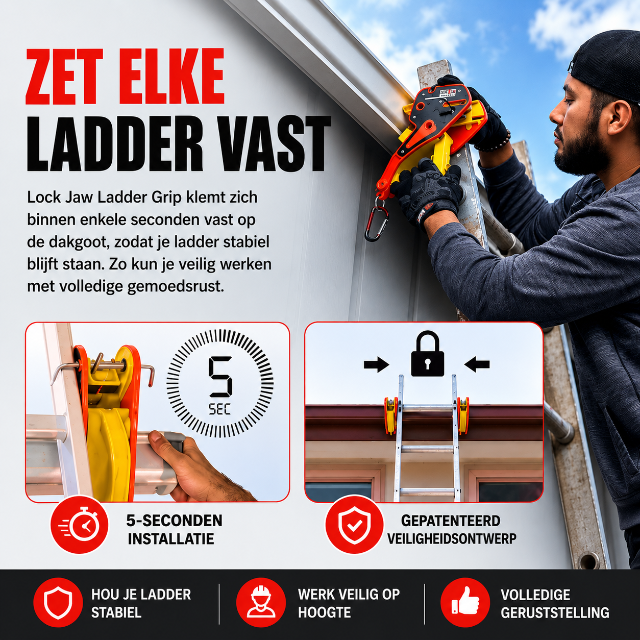 RoofLock Stabilizer | Voorkom Verschuiven Van Je Ladder