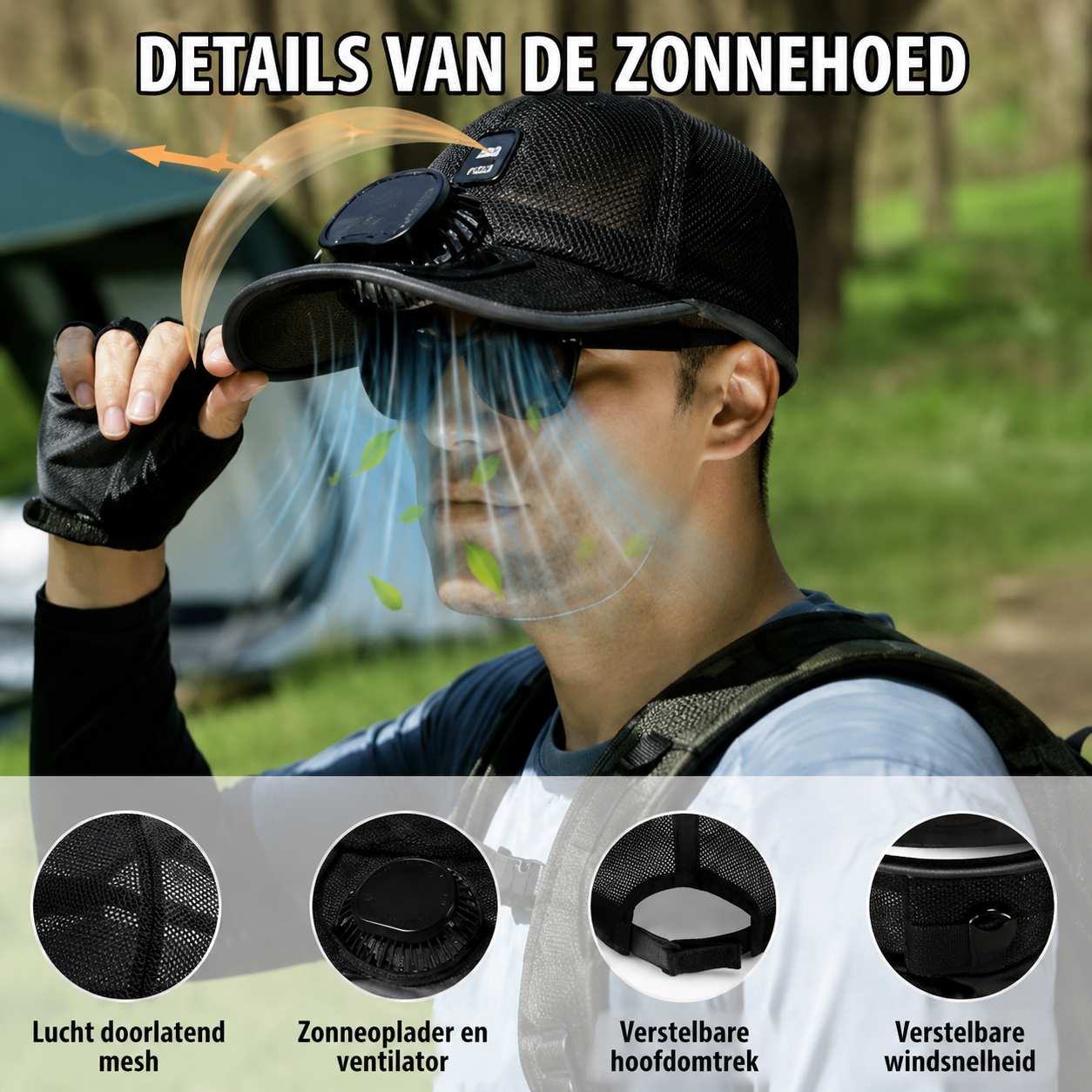 SolarBreeze | Verkoelende Outdoor Hoed Met Zonne-energie En USB
