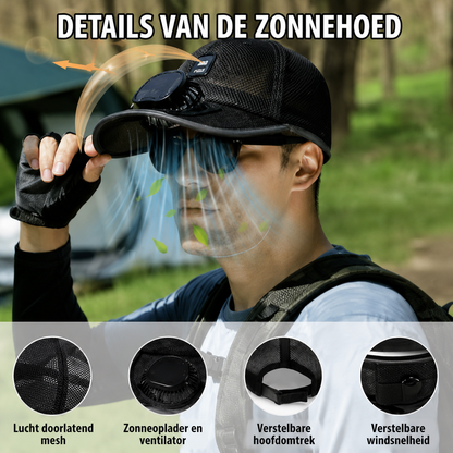 SolarBreeze | Verkoelende Outdoor Hoed Met Zonne-energie En USB