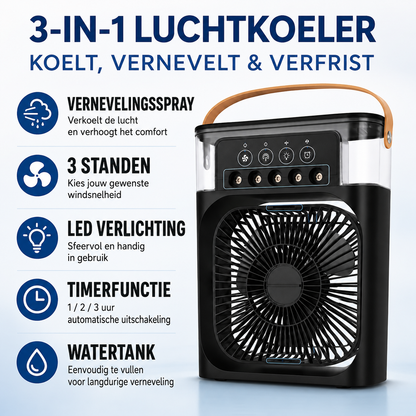 BreezeCool | Draagbare 3-in-1 Luchtkoeler Met Verneveling