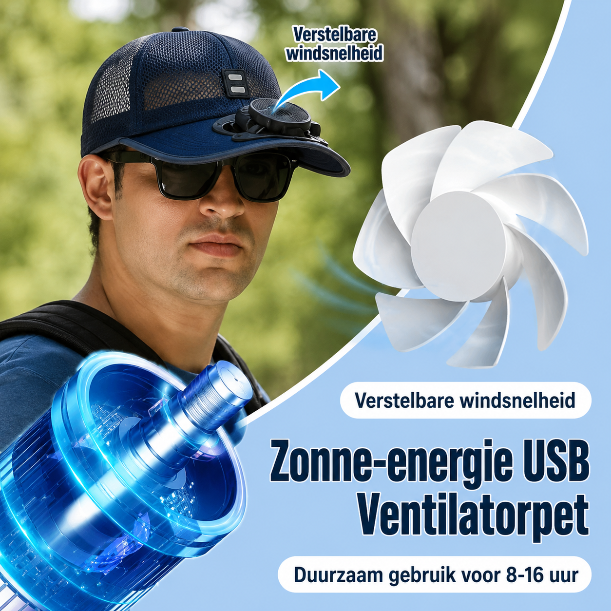 SolarBreeze | Verkoelende Outdoor Hoed Met Zonne-energie En USB